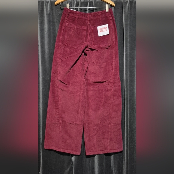 Celebrity Pink Red Corduroy Pants Wide-Leg High-Waisted - Picture 3 of 4
